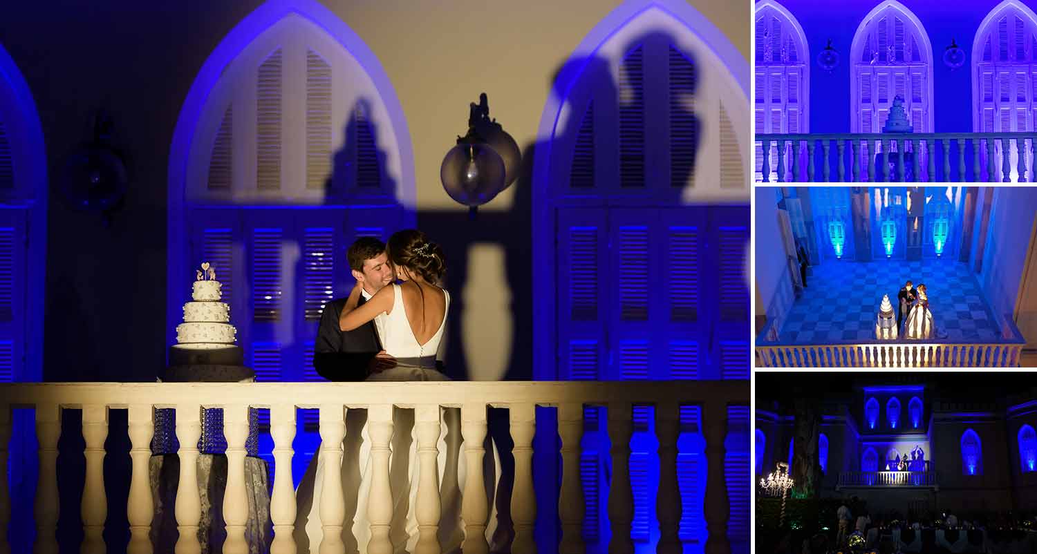 Blue wedding in a Castle in Greece